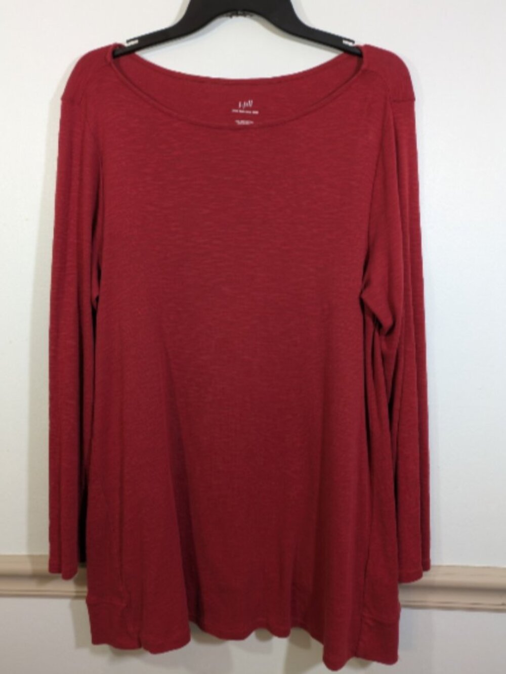 J Jill Pima Boat Neck Tunic L Long Sleeve Lightweight 100% Cotton Rust